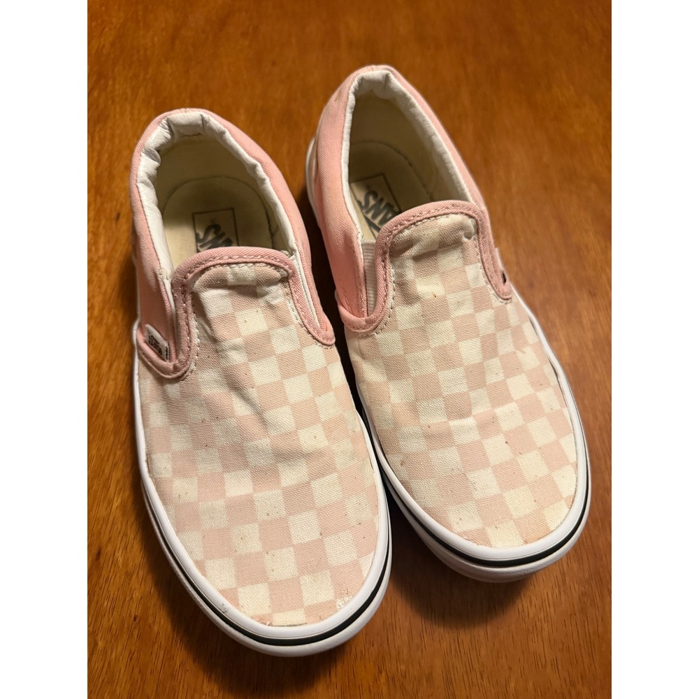 Vans Kids Slip-On Checkerboard Sneakers in Light Pink and Cream